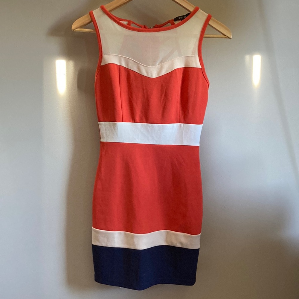 Classy, Sexy Red, White and Blue Dress, Size S.